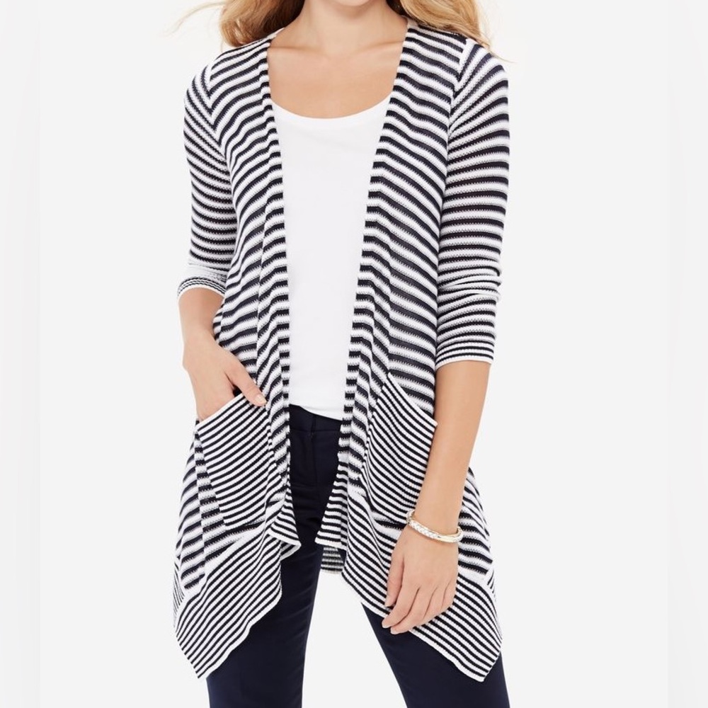 The Limited Navy and White Striped Cardigan